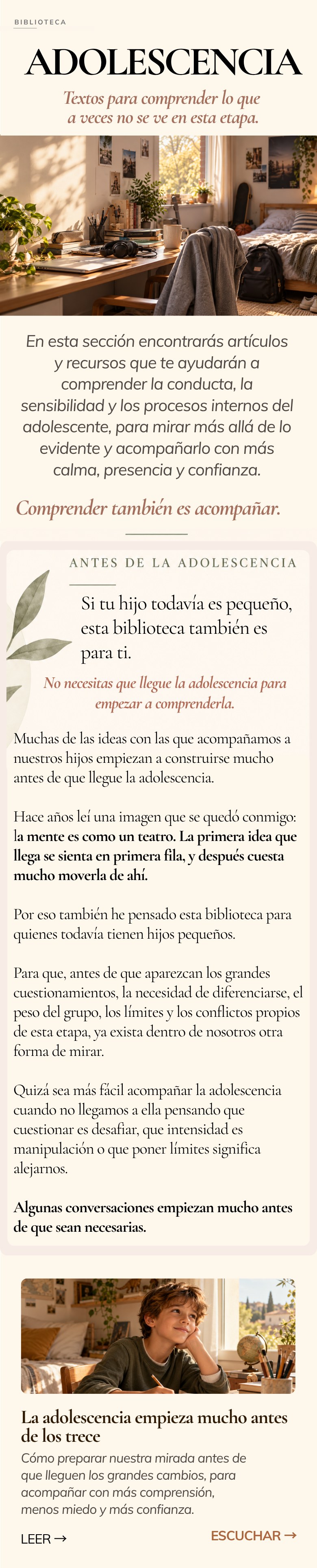Biblioteca — Adolescencia: textos para comprender lo que a veces no se ve en esta etapa. Antes de la adolescencia.